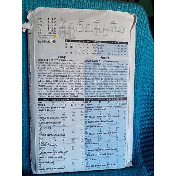 Butterick Sewing pattern 5159 mom girls top dress - Picture 3 of 7